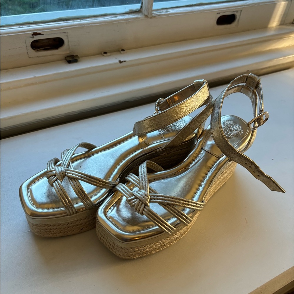 Vince Camuto Loressa Platform Wedge Sandal in gold